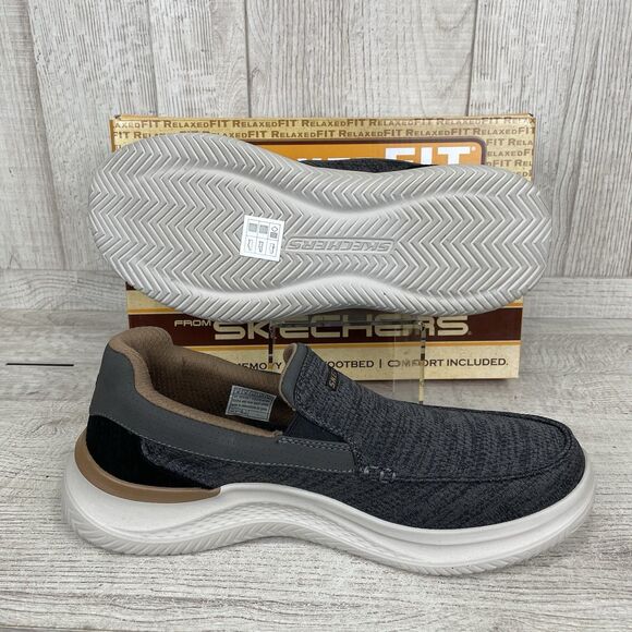 Skechers Hasting Marco Men Size 11.5 Gray Black Slip On Memory Foam Shoe 205367 main image 7